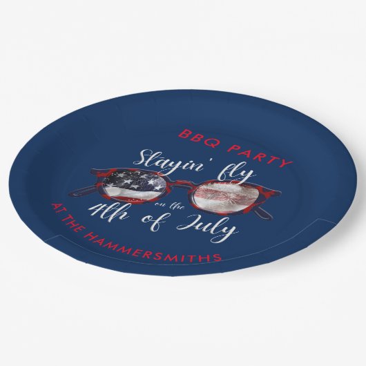 4e juli BBQ Party Papieren Bordje (Gekanteld)