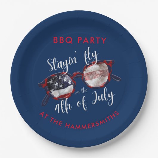 4e juli BBQ Party Papieren Bordje (Voorkant)
