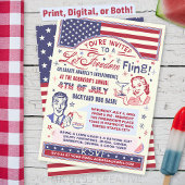 4e juli BBQ Party | Retro Freedom Fling Humor Kaart