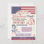 4e juli BBQ Party | Retro Freedom Fling Humor Kaart (Voorkant)