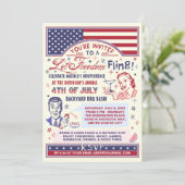 4e juli BBQ Party | Retro Freedom Fling Humor Kaart (Staand voorkant)