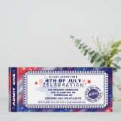 4e juli BBQ Party Ticket Invitation Kaart (Staand voorkant)