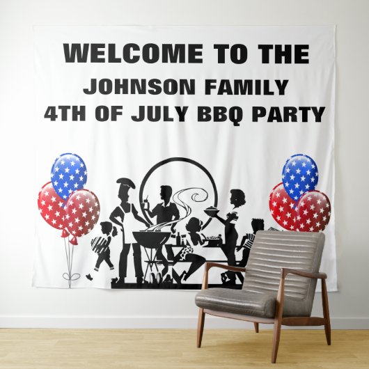 4e juli BBQ Party Welcome  Wandkleed (In Situ (horizontaal))