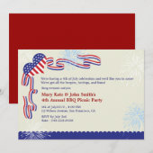 4e juli BBQ Picnic Invitation Party Kaart (Voorkant / Achterkant)