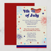 4e juli BBQ Picnic Invitation Party Kaart (Voorkant / Achterkant)