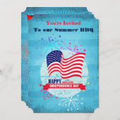 4e juli BBQ Vlag en Vuurwerkuitnodiging Kaart (Voorkant / Achterkant)