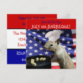 4e juli BBQin Squirrel-uitnodigingen Kaart (Voorkant / Achterkant)