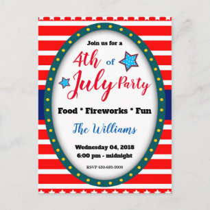 4e juli Briefkaart voor de uitnodiging van de acht