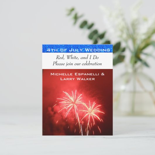 4e juli bruiloft kaart (Staand voorkant)