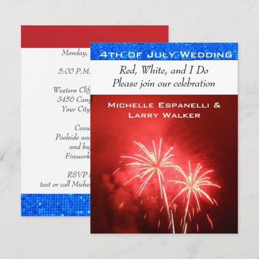 4e juli bruiloft kaart (Voorkant / Achterkant)