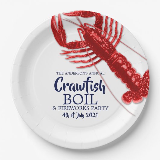 4e juli Crawfish Boil Summer Party white Papieren Bordje (Voorkant)