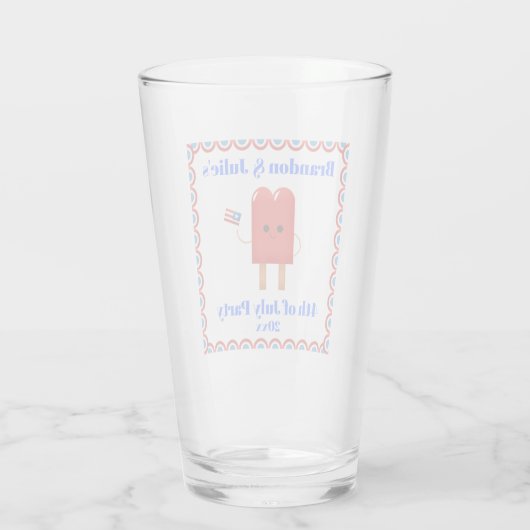 4e juli Cute Patriotic Popsicle Beer Pint Glas (Achterkant)