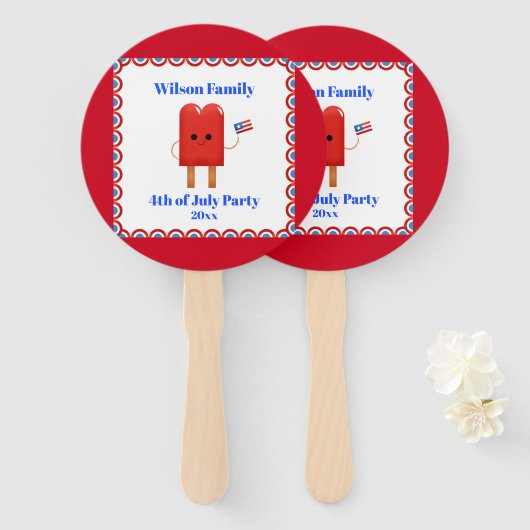 4e juli Cute Patriotic Popsile Handwaaier (Voorkant en achterkant)