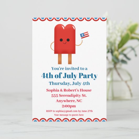 4e juli Cute Patriotic Popsile Kaart (Staand voorkant)