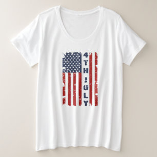 4e juli en de Amerikaanse vlag omdraaien Grote Maat T-shirt