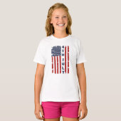 4e juli en de Amerikaanse vlag omdraaien T-shirt (Voorkant volledig)