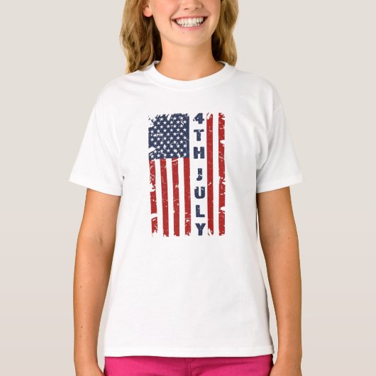 4e juli en de Amerikaanse vlag omdraaien T-shirt (Voorkant)