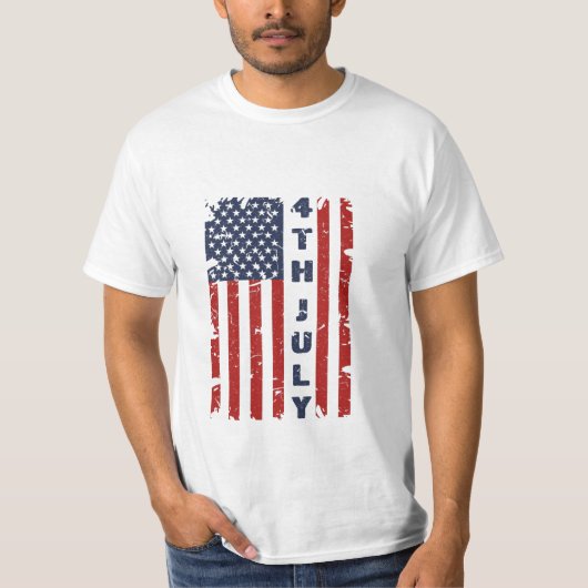 4e juli en de Amerikaanse vlag omdraaien T-shirt (Voorkant)