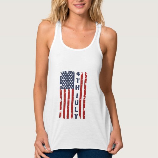 4e juli en de Amerikaanse vlag omdraaien Tanktop (Voorkant)