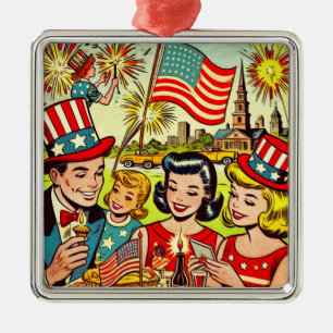  4e juli Family Comics Metalen Ornament