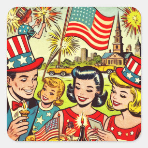 4e juli Family Comics Vierkante Sticker