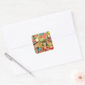 4e juli Family Comics Vierkante Sticker (Envelop)