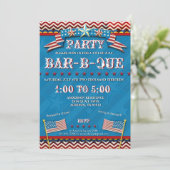 4e juli Festive BBQ Party Invitation Kaart (Staand voorkant)