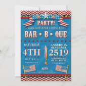 4e juli Festive BBQ Party Invitation Kaart (Voorkant)