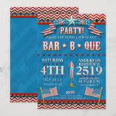 4e juli Festive BBQ Party Invitation Kaart (Voorkant / Achterkant)