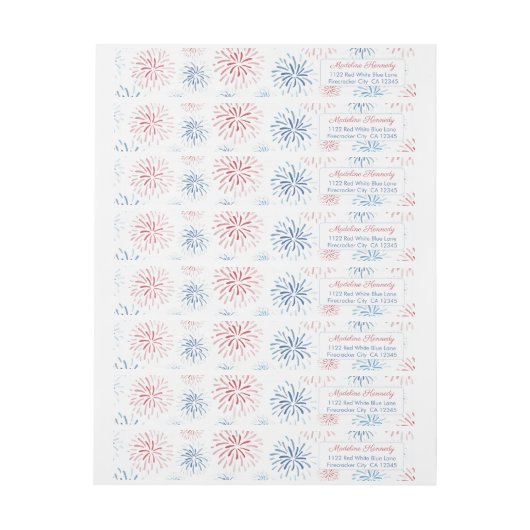 4e juli Firecracker Red White Blue Return-adres (Vel)