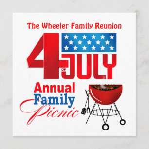 4e juli gezinshereniging Picnic BBQ Cookout Kaart