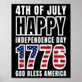 4e juli Happy Independence Day 1776 God zegene Poster (Voorkant)