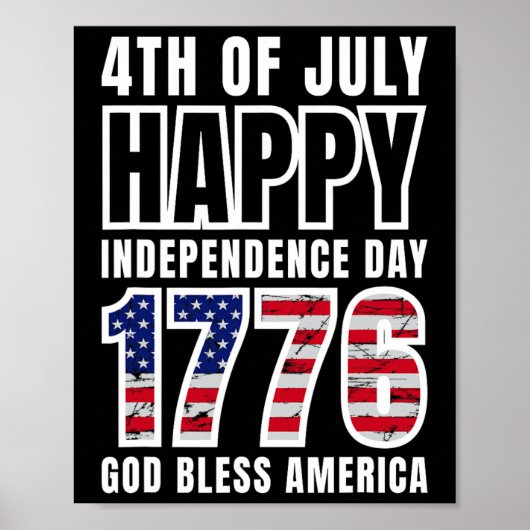 4e juli Happy Independence Day 1776 God zegene Poster (Voorkant)