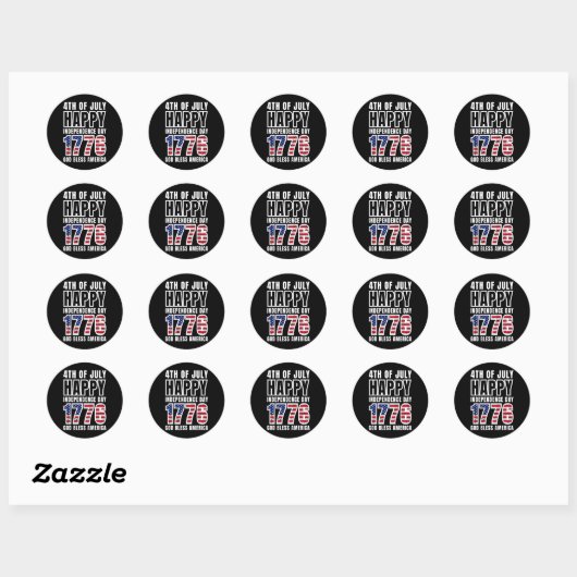 4e juli Happy Independence Day 1776 God zegene Ronde Sticker (Vel)