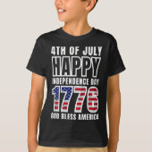 4e juli Happy Independence Day 1776 God zegene T-shirt (Voorkant)