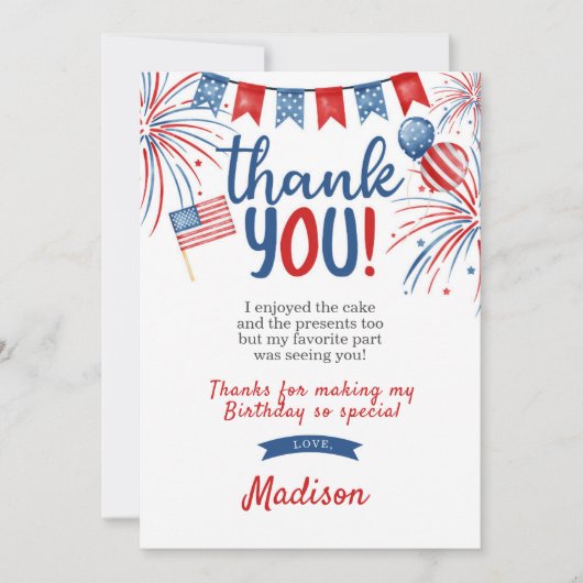 4e juli - Hartelijk dank Kaart (Voorkant)