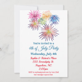 4e juli Kleurrijk Vuurwerk Kaart