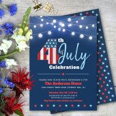 4e juli Modern BBQ Stars Stripes Red White Blue Kaart