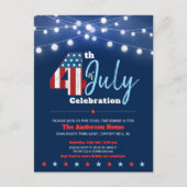 4e juli Modern BBQ Stars Stripes Red White Blue Uitnodiging Briefkaart (Voorkant)
