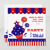 4e juli Onafhankelijkheidsdag BBQ Uitnodiging rood (Voorkant / Achterkant)