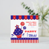 4e juli Onafhankelijkheidsdag BBQ Uitnodiging rood (Staand voorkant)