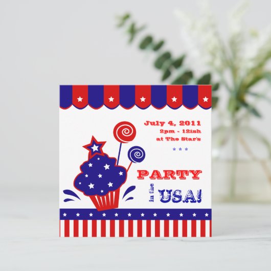 4e juli Onafhankelijkheidsdag BBQ Uitnodiging rood (Staand voorkant)