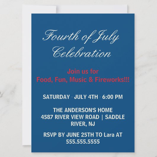 4e juli Onafhankelijkheidsdag Eagle BBQ Kaart (Achterkant)