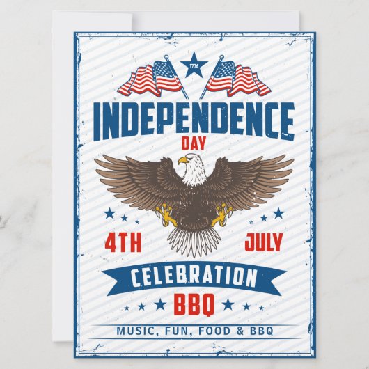 4e juli Onafhankelijkheidsdag Eagle BBQ Kaart (Voorkant)