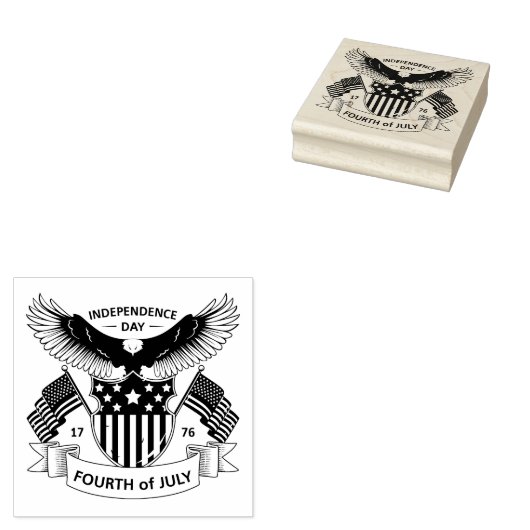 4e juli Onafhankelijkheidsdag Rubber Stamp Rubberstempel (Gestempeld)