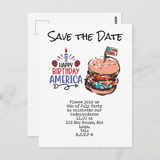 4e juli Opslaan van de dag van de Onafhankelijkhei Briefkaart (Voorkant / Achterkant)