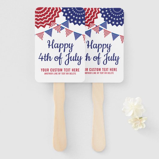4e juli Parade Red White Blue Custom Handwaaier (Voorkant en achterkant)