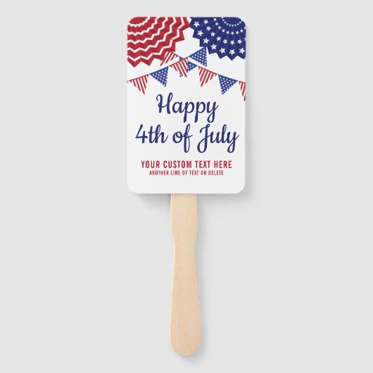 4e juli Parade Red White Blue Custom Handwaaier (Achterkant)