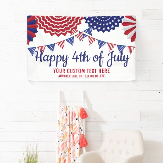 4e juli Parade Red White Blue Custom Spandoek (Insitu)