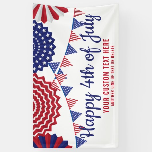 4e juli Parade Red White Blue Custom Spandoek (Verticaal)